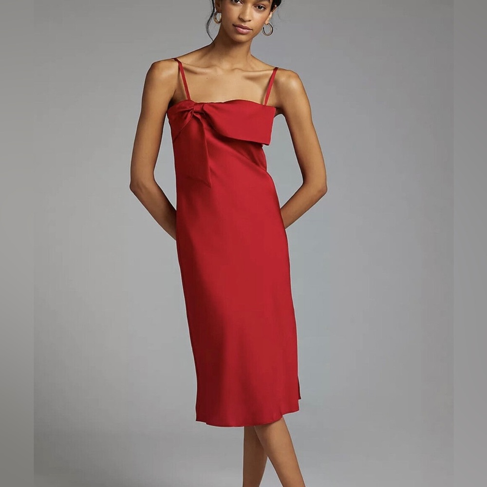 Anthropologie Hutch Adina Bow-front Midi Slip Dress Size Medium NWT
